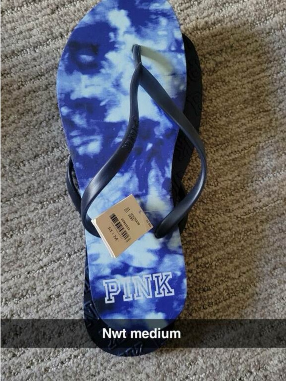 NWT PINK Blue Tie-Dye Flip Flops Size M